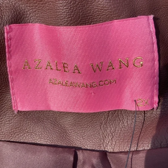 NWT Azalea Wang chocolate pleather puff sleeve jacket hook/eye closure sz. 2x - Picture 6 of 9
